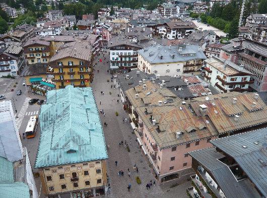 Corso_Italia di Cortina d'Ampezzo visto dall'alto