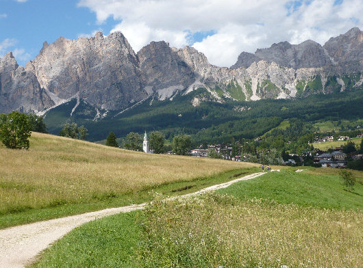 Passeggiata e pista ciclabile dalla frazione Campo al centro di Cortina d'Ampezzo